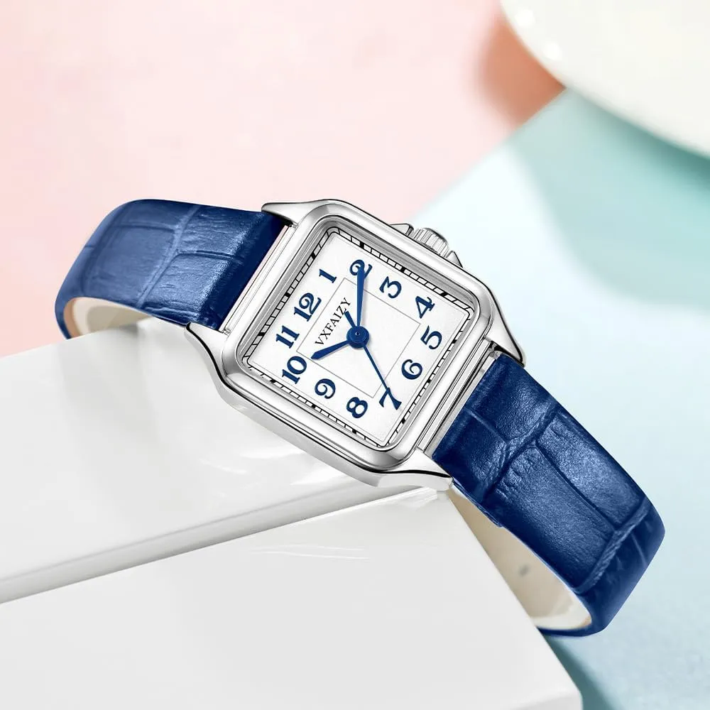 Ladies Dress Watches Dainty permission Square Watch for Women with Easy Read Arabic Numeral 