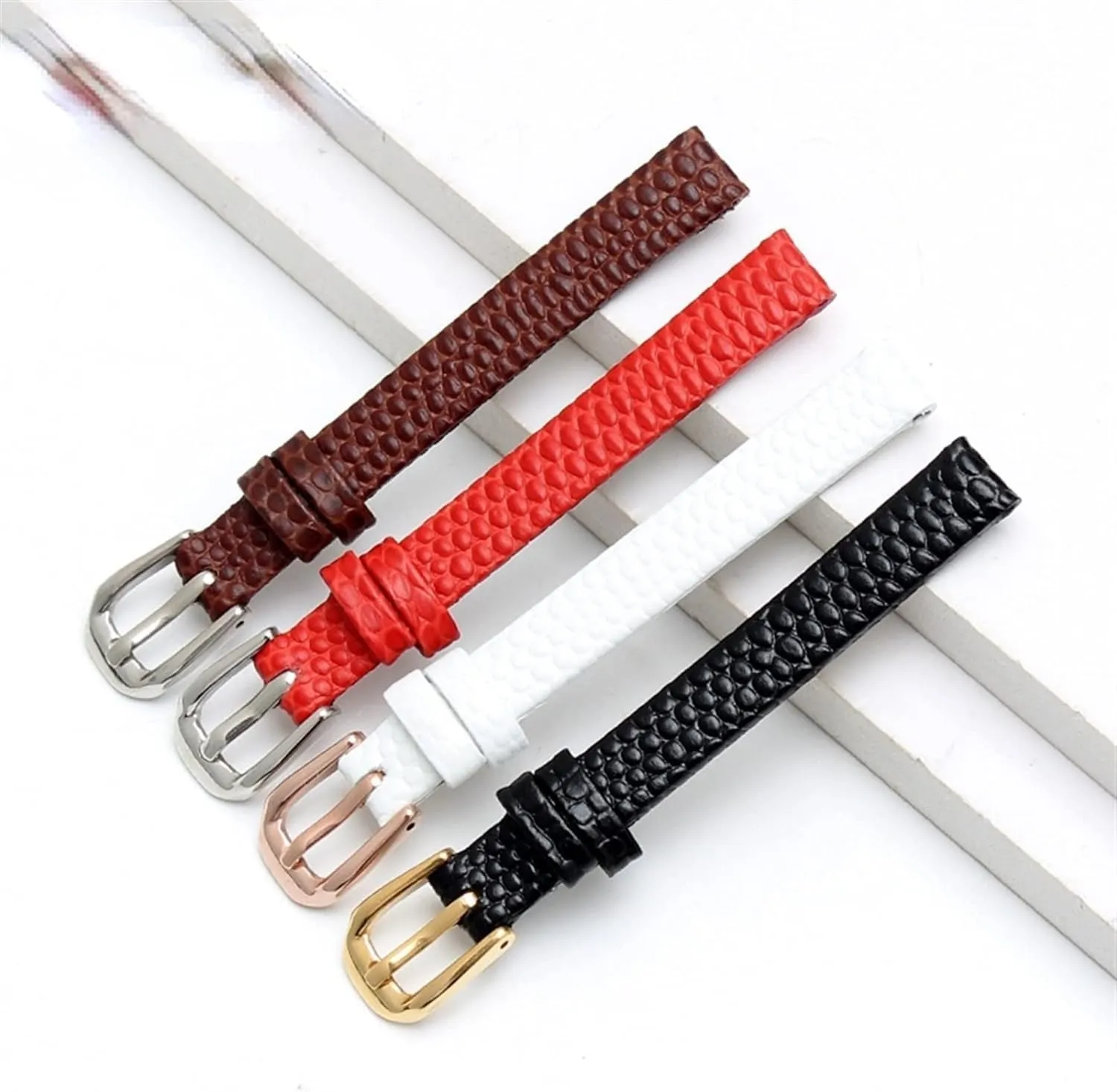 ladies replacement watch Ultra-thin strap Lizard print cowhide leather watchband subside stake dwarf utility fortify eminence for 