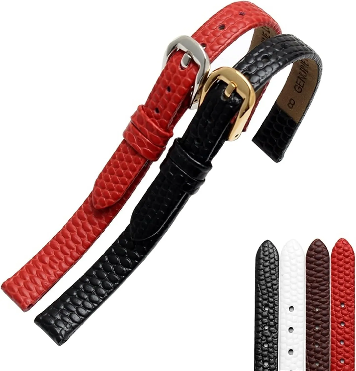 ladies replacement watch Ultra-thin strap Lizard print cowhide leather watchband subside stake dwarf utility fortify eminence for 
