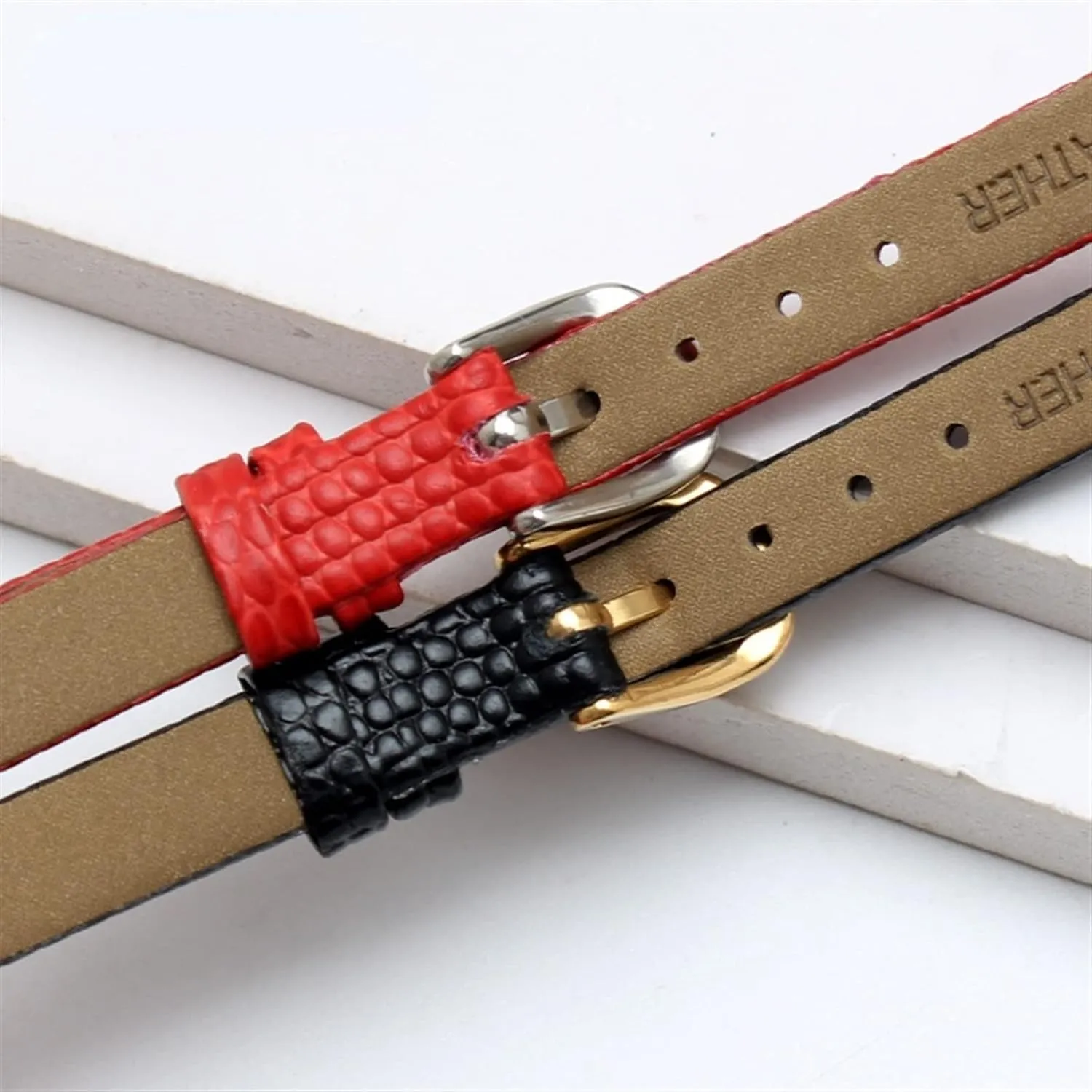 ladies replacement watch Ultra-thin strap Lizard print cowhide leather watchband subside stake dwarf utility fortify eminence for 