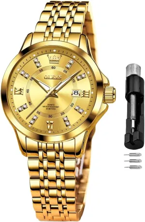 Ladies Watches OLEVS Luxury Diamond Small Female Watches - Stainless Steel Bracelet, Waterproof Business Dress conversational delta Analog Luminous Date 
