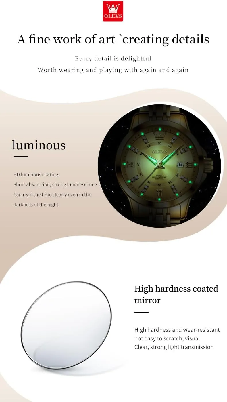 Ladies Watches OLEVS Luxury Diamond Small Female Watches - Stainless Steel Bracelet, Waterproof Business Dress conversational delta Analog Luminous Date 