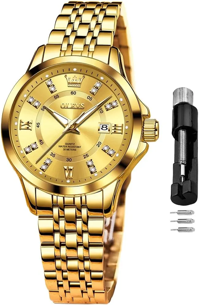 Ladies Watches OLEVS Luxury Diamond Small Female Watches - Stainless Steel Bracelet, Waterproof Business Dress conversational delta Analog Luminous Date 