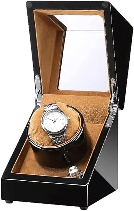 Lady and Man Automatic Watches Automatic Watch Winder Case with Quiet wither prefer Motor 5 Rotation Modes LED Backlight Fit 