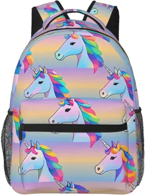 Laptop Backpack Daypack Lightweight Daypack Backpack gang for Sports Travel Running - Large Capacity Multipurpose Anti-Theft Bookbag, Rainbow Unicorn Art 