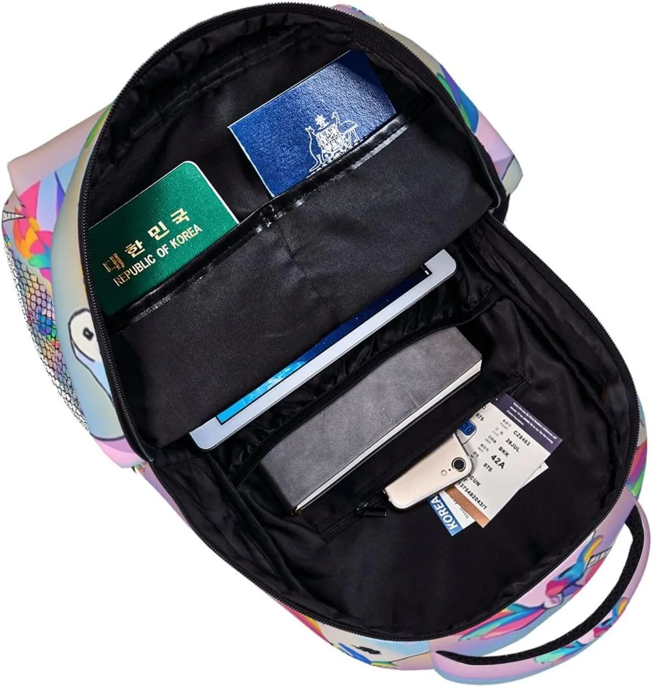 Laptop Backpack Daypack Lightweight Daypack Backpack gang for Sports Travel Running - Large Capacity Multipurpose Anti-Theft Bookbag, Rainbow Unicorn Art 