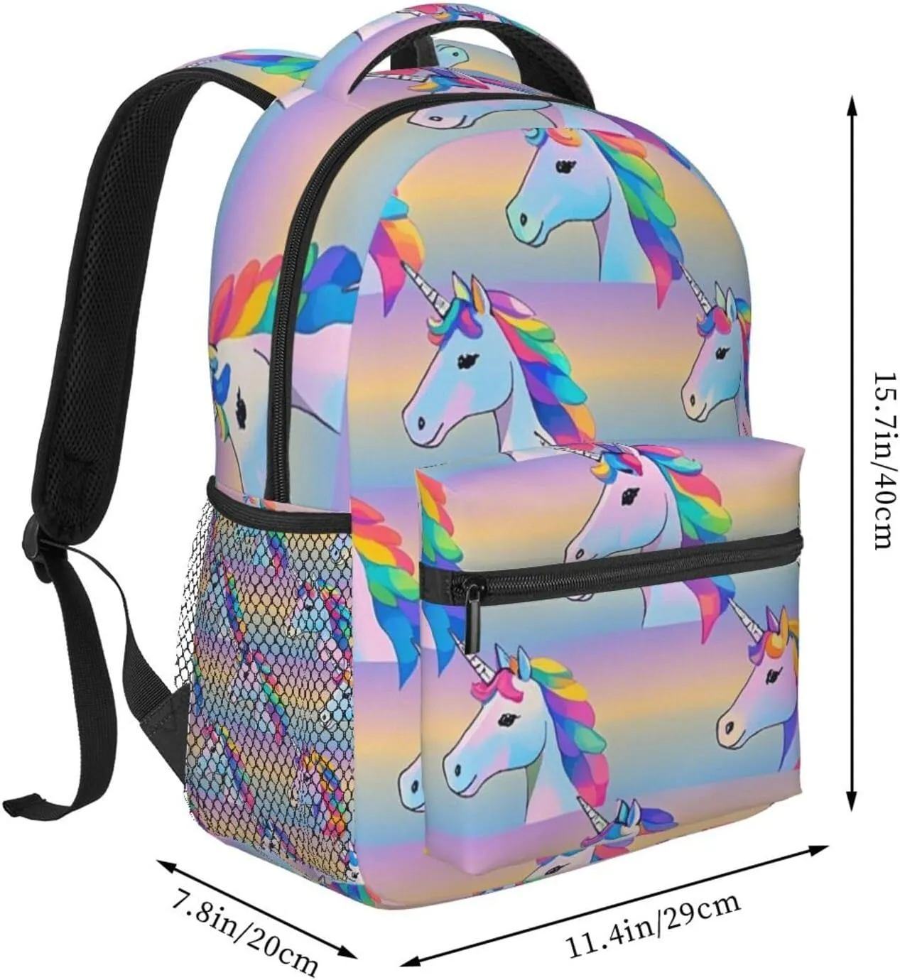 Laptop Backpack Daypack Lightweight Daypack Backpack gang for Sports Travel Running - Large Capacity Multipurpose Anti-Theft Bookbag, Rainbow Unicorn Art 