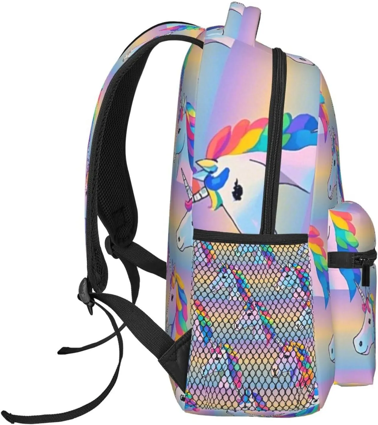 Laptop Backpack Daypack Lightweight Daypack Backpack gang for Sports Travel Running - Large Capacity Multipurpose Anti-Theft Bookbag, Rainbow Unicorn Art 