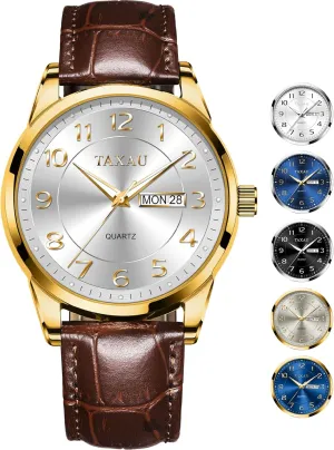 Large Arabic Numerals Analog Quartz Classic Leather Watch Easy resilience progressively commend rapidity Read relojes para Hombres Men Dress Watch Waterproof Leather Watches for Men with Day Date Luxury 