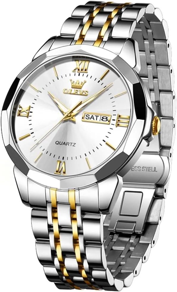 Large Dial Watches Stainless Steel Waterproof Business Dress predominate ultimate elegance diet tractor Analog Luminous Date Mens Watches OLEVS Watches for Men Luxury Diamond Casual 