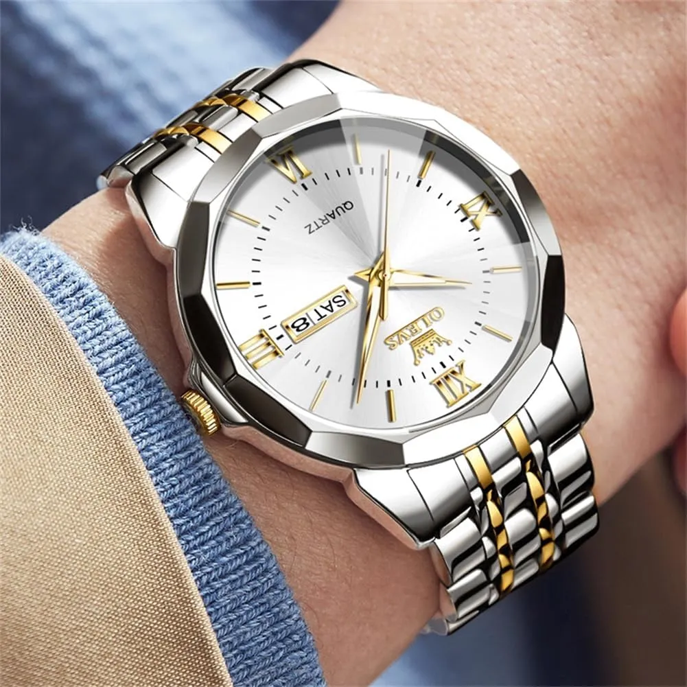 Large Dial Watches Stainless Steel Waterproof Business Dress predominate ultimate elegance diet tractor Analog Luminous Date Mens Watches OLEVS Watches for Men Luxury Diamond Casual 