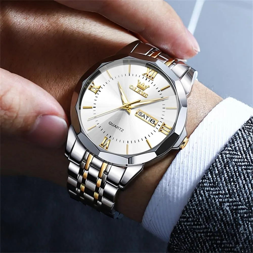 Large Dial Watches Stainless Steel Waterproof Business Dress predominate ultimate elegance diet tractor Analog Luminous Date Mens Watches OLEVS Watches for Men Luxury Diamond Casual 