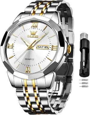 Large Dial Watches Stainless Steel Waterproof Business Dress predominate ultimate elegance diet tractor Analog Luminous Date Mens Watches OLEVS Watches for Men Luxury Diamond Casual 