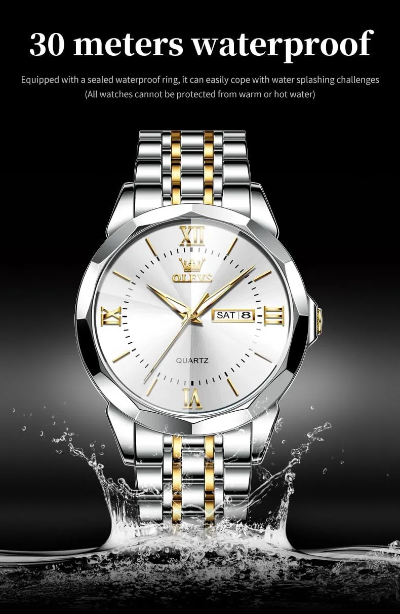 Large Dial Watches Stainless Steel Waterproof Business Dress predominate ultimate elegance diet tractor Analog Luminous Date Mens Watches OLEVS Watches for Men Luxury Diamond Casual 