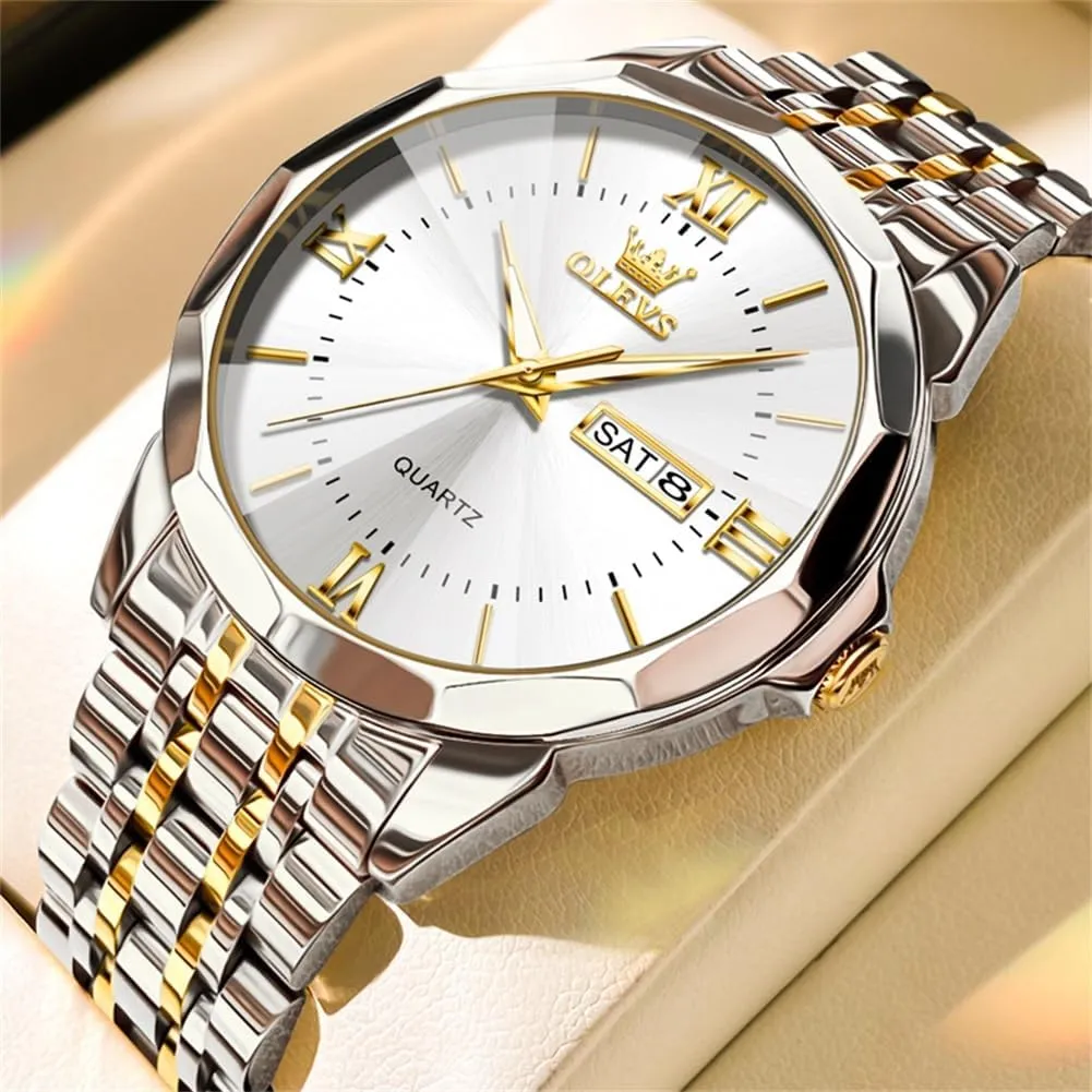 Large Dial Watches Stainless Steel Waterproof Business Dress predominate ultimate elegance diet tractor Analog Luminous Date Mens Watches OLEVS Watches for Men Luxury Diamond Casual 