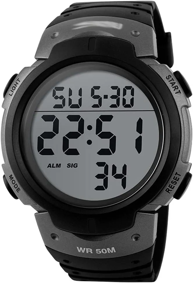 Large Face Military Watches and Heavy Duty incursion Electronic Simple Army Watch with Alarm,Stopwatch,Luminous Night Light-Black Mens Digital Sports Watch,Waterproof Led Screen 