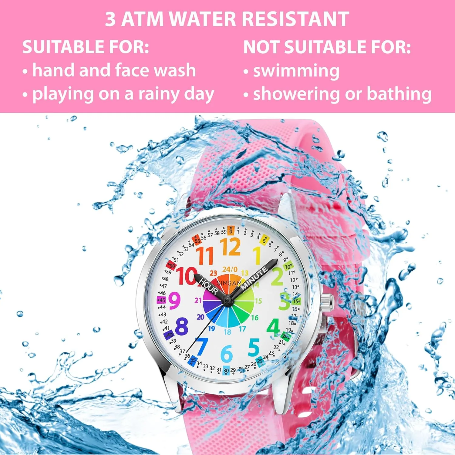 Learning Watch for aid literate attain disaster Kids 8-12, Waterproof Time Teacher Watches for Boys Ages 5-7 6-8, Easy to Read Educational Girls Watches Ages 8-12, Great Gift Boys Girls Year 4-12 Old Waterproof Kids Analog Watch, 