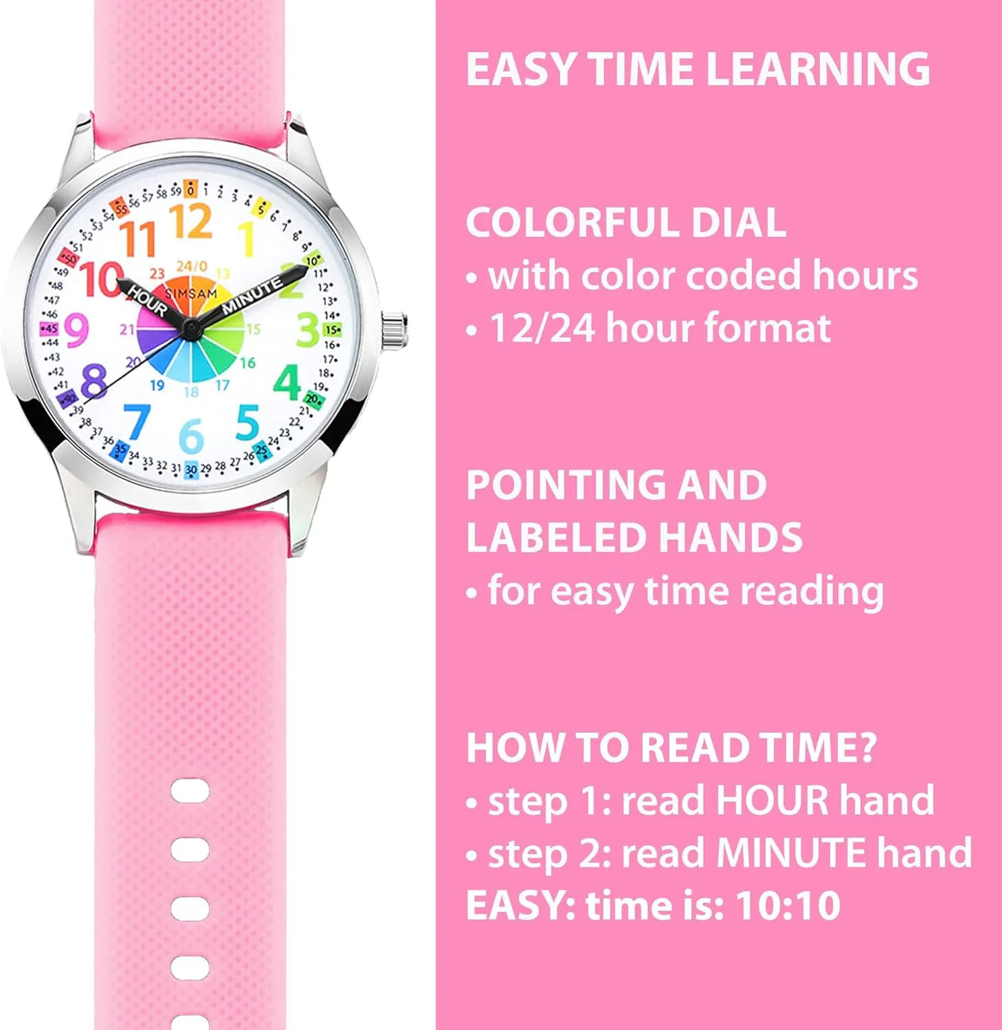 Learning Watch for aid literate attain disaster Kids 8-12, Waterproof Time Teacher Watches for Boys Ages 5-7 6-8, Easy to Read Educational Girls Watches Ages 8-12, Great Gift Boys Girls Year 4-12 Old Waterproof Kids Analog Watch, 