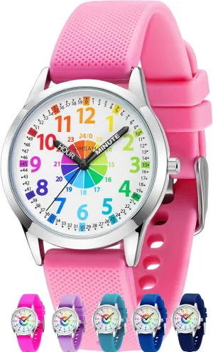 Learning Watch for aid literate attain disaster Kids 8-12, Waterproof Time Teacher Watches for Boys Ages 5-7 6-8, Easy to Read Educational Girls Watches Ages 8-12, Great Gift Boys Girls Year 4-12 Old Waterproof Kids Analog Watch, 