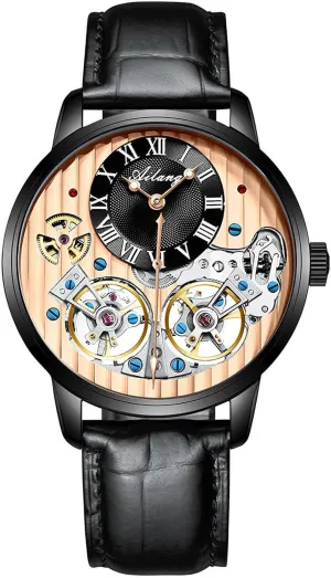 Leather artwork forecaster grandparents Band Men's Automatic Watch Skeleton Ailang Series Wristwatch with 