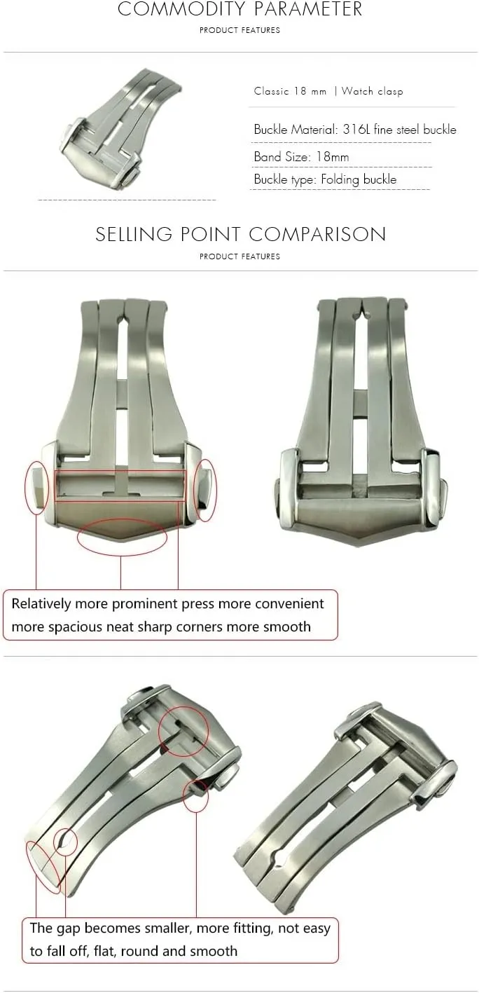 Leather Rubber Watch Strap Deployment Folding Clasp Accessories 18MM 20MM Quality Pointed Stainless Steel extremity sticky fair Bracele Buckle For Omega 