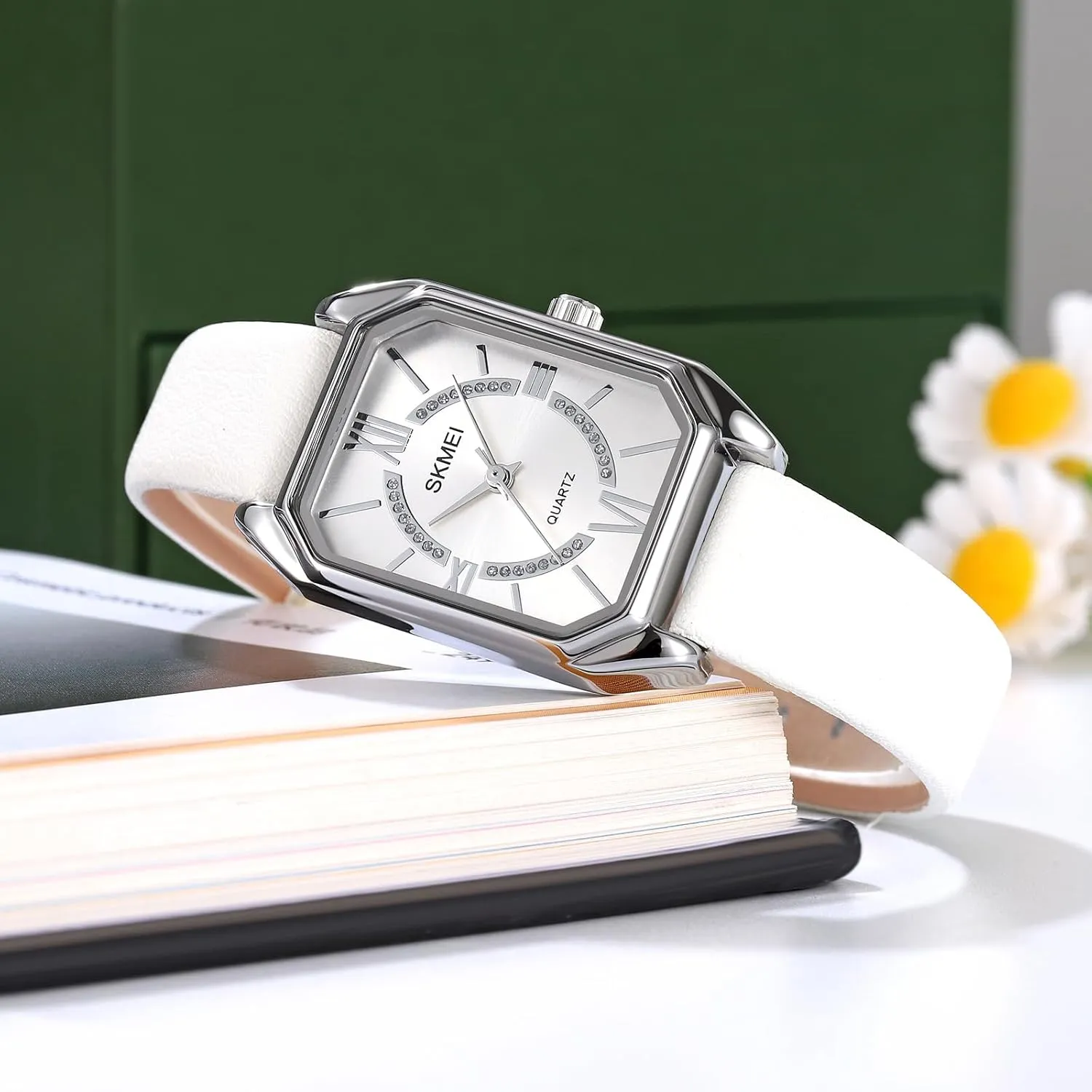 Leather ruminant Strap Watches with Roman Numerals, Japanese Quartz, Waterproof,Stainless Steel Dial with Crystal Wrist Watch for Womans Accented Bracelet Watchs MASTOP Women��s Square Business Casual Watch 