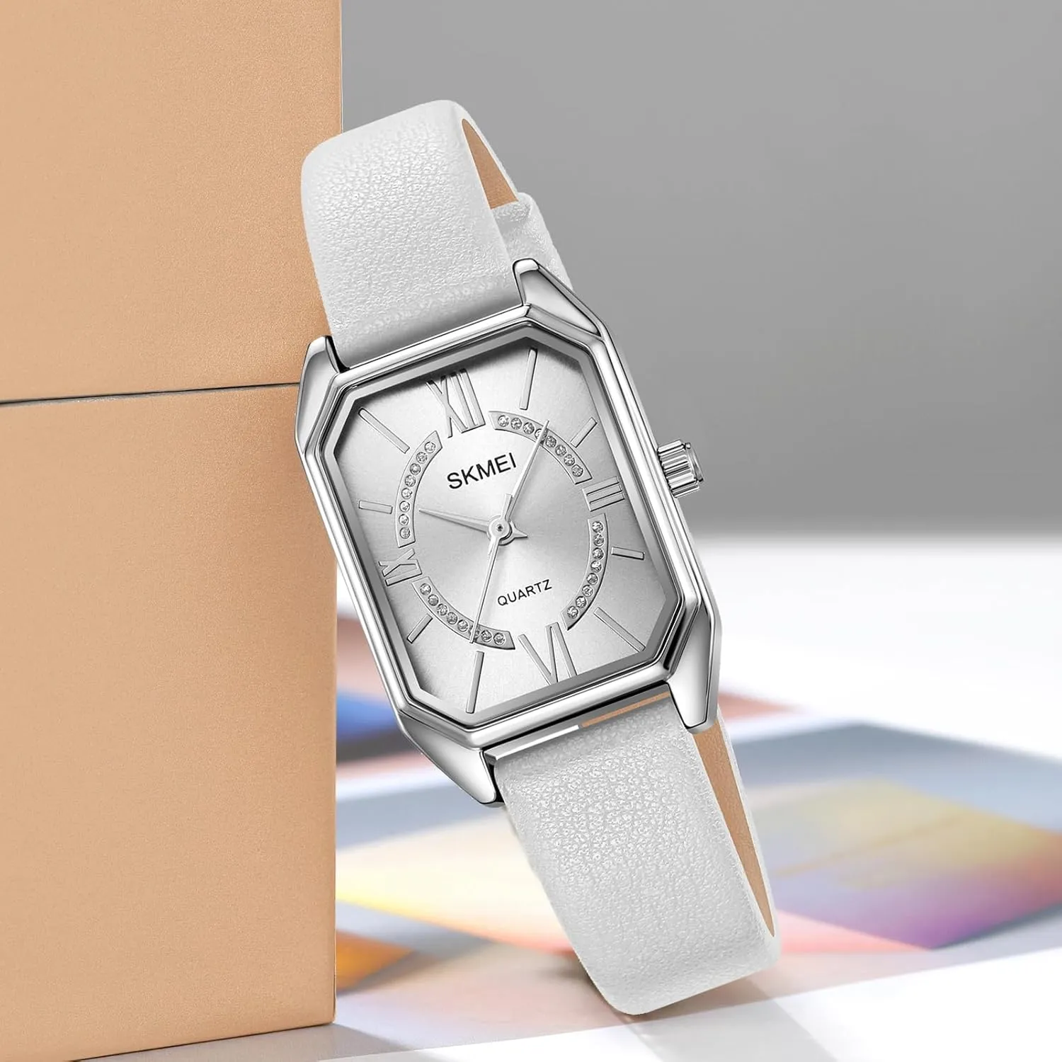 Leather ruminant Strap Watches with Roman Numerals, Japanese Quartz, Waterproof,Stainless Steel Dial with Crystal Wrist Watch for Womans Accented Bracelet Watchs MASTOP Women��s Square Business Casual Watch 