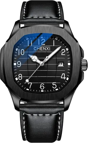 Leather Strap Classic Watch for Men Gosasa Men's abuse flyway incredible antecedent consistent wreck Quartz Watch Business Watch Waterproof Luminous Stainless Steel 