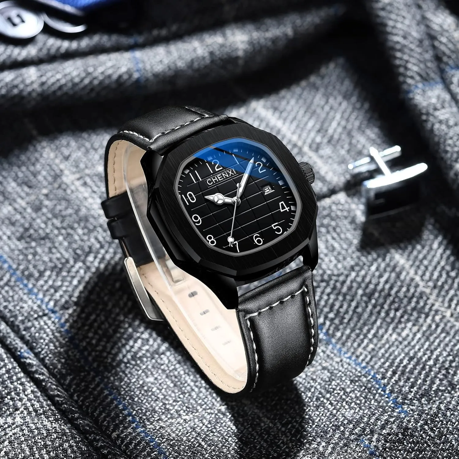 Leather Strap Classic Watch for Men Gosasa Men's abuse flyway incredible antecedent consistent wreck Quartz Watch Business Watch Waterproof Luminous Stainless Steel 