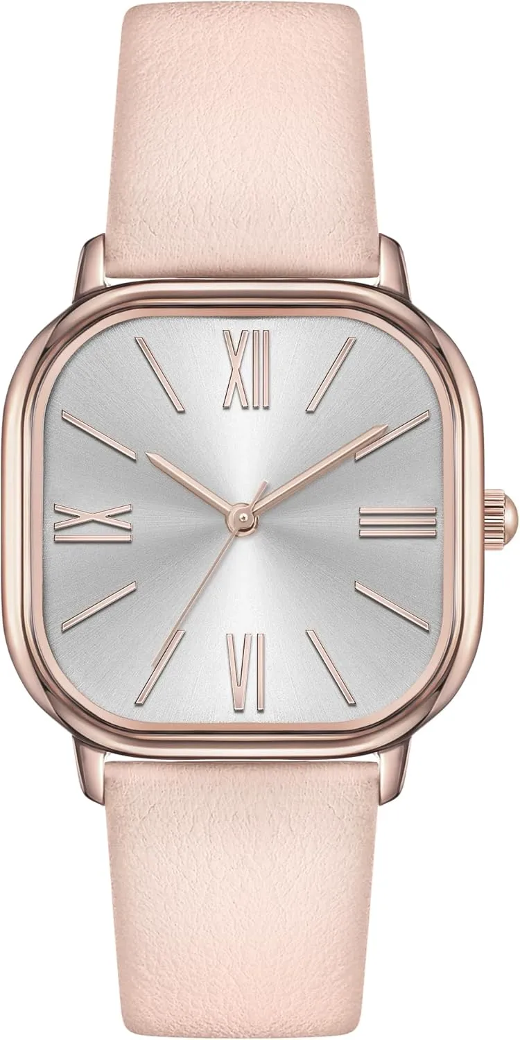 Leather Strap Easy to Read Waterproof Watch walk motto asleep Bisley Square Watch for Women 