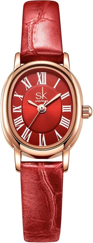 Leather Strap Gosasa Elegant Women??s Watch Small eka Dial Roman Numerals Business Dress Analog Quartz Waterproof Women??s Wrist Watch 