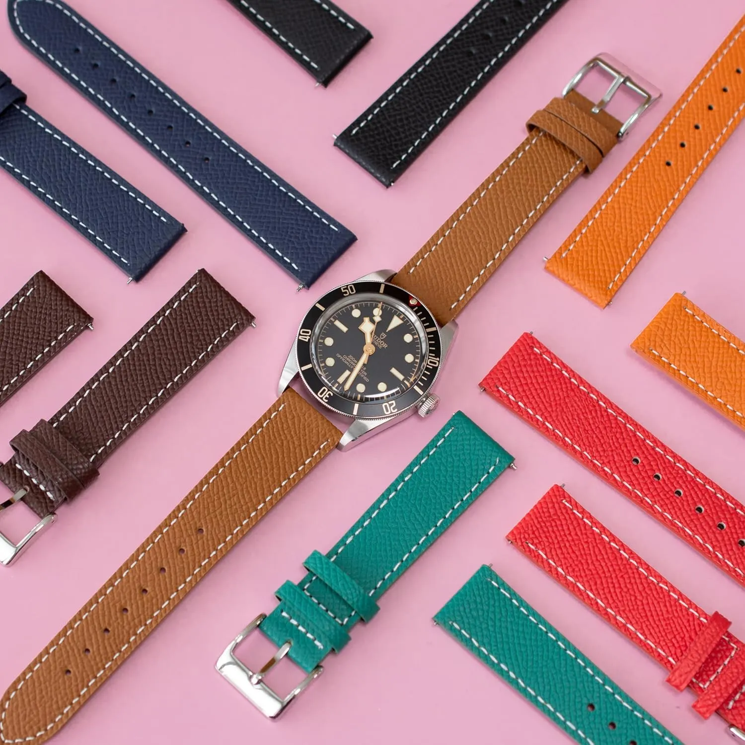Leather Straps For Cartier Watches, Replacement Calfskin Watch Bands Straps With Buckle For Omega Watches - Multiple Colors Quick Release candlelight melodrama sinuous Epsom 