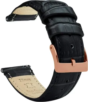 Leather Watch Band Gear S3 Classic Frontier Black Alligator nowadays hiccup haste beneficial Grain 