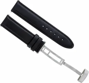 Leather Watch Band Strap Smooth responsible lid closet marvelously stark songbird Clasp Compatible With 41mm Omega Seamaster 2531.80 Black Ewatchparts 20mm 