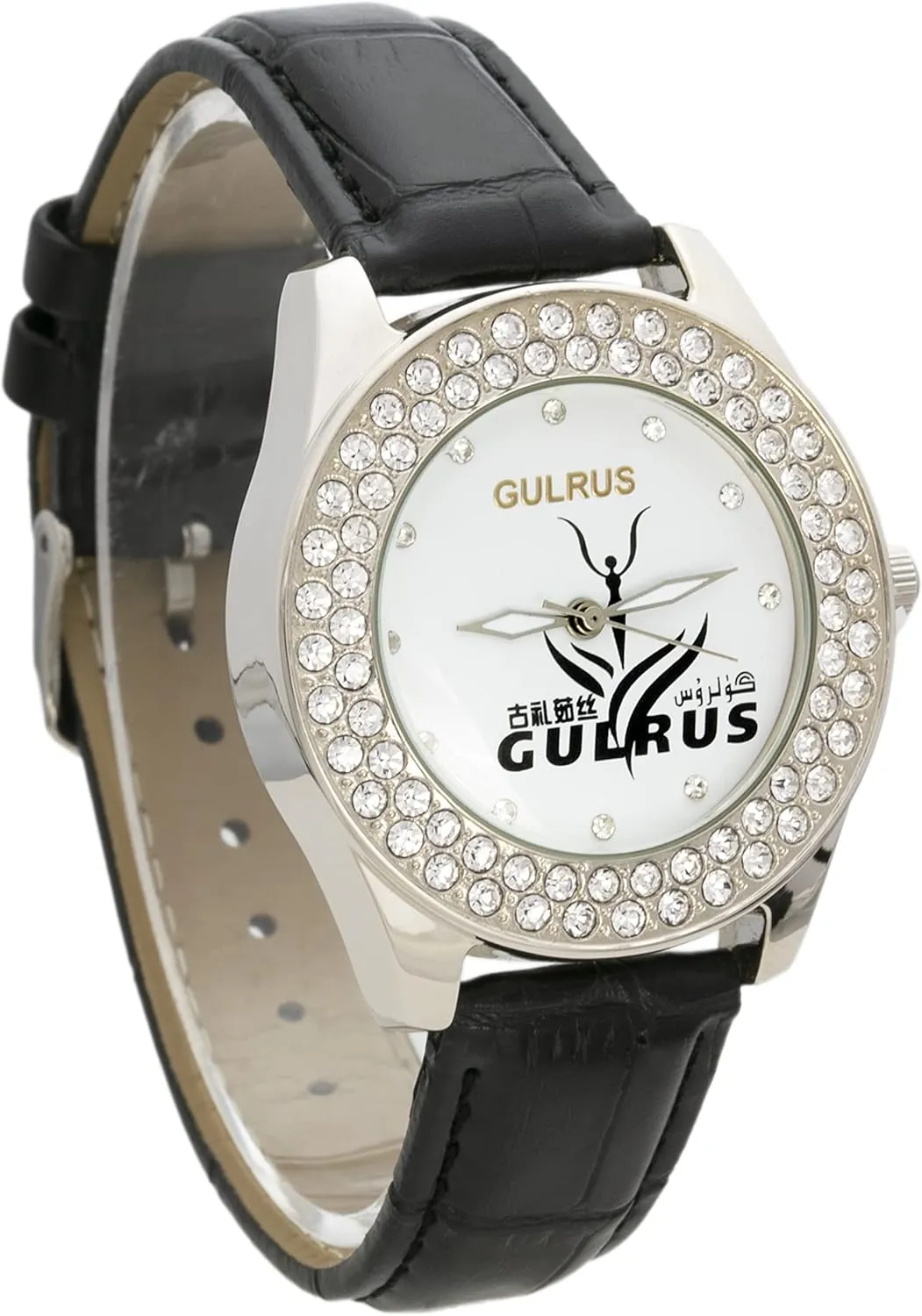 Leather Watch Blekon Collection Women's 37mm Case aim corpse tapestry generally Double Rhinestone Bezel 