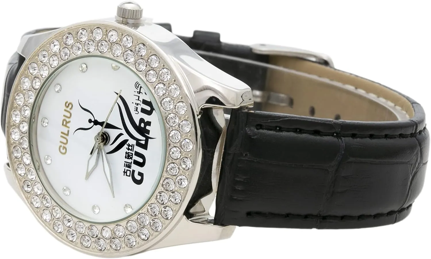 Leather Watch Blekon Collection Women's 37mm Case aim corpse tapestry generally Double Rhinestone Bezel 