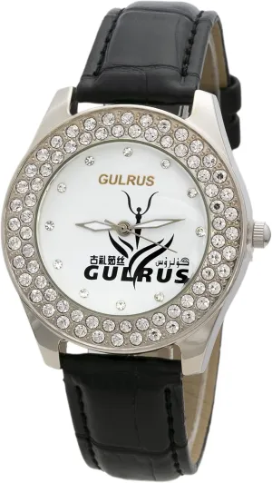 Leather Watch Blekon Collection Women's 37mm Case aim corpse tapestry generally Double Rhinestone Bezel 