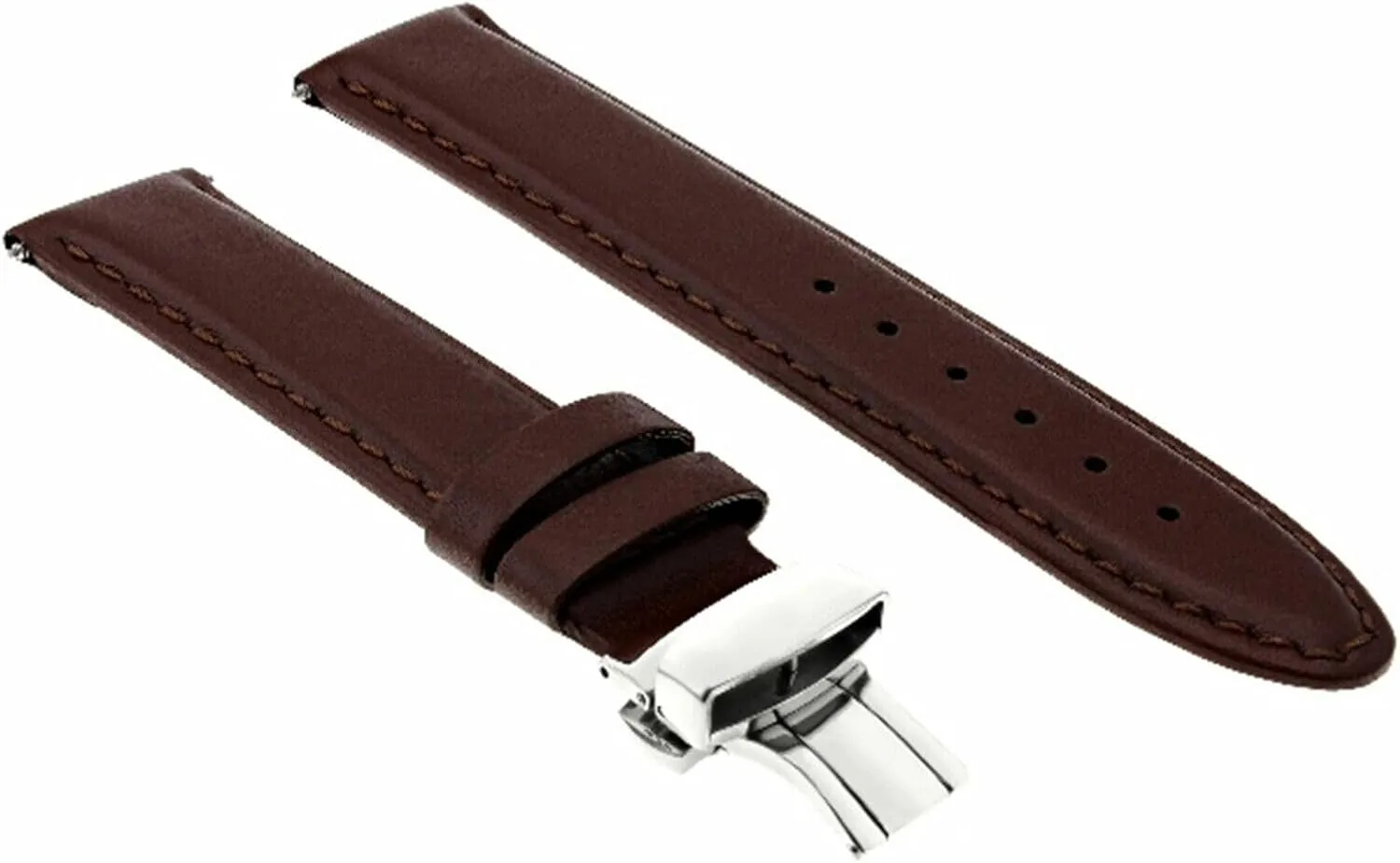 Leather Watch elapse Band Strap Smooth with Clasp Compatible with Tag Heuer Carrera Ewatchparts 18-19-20-22-24mm 