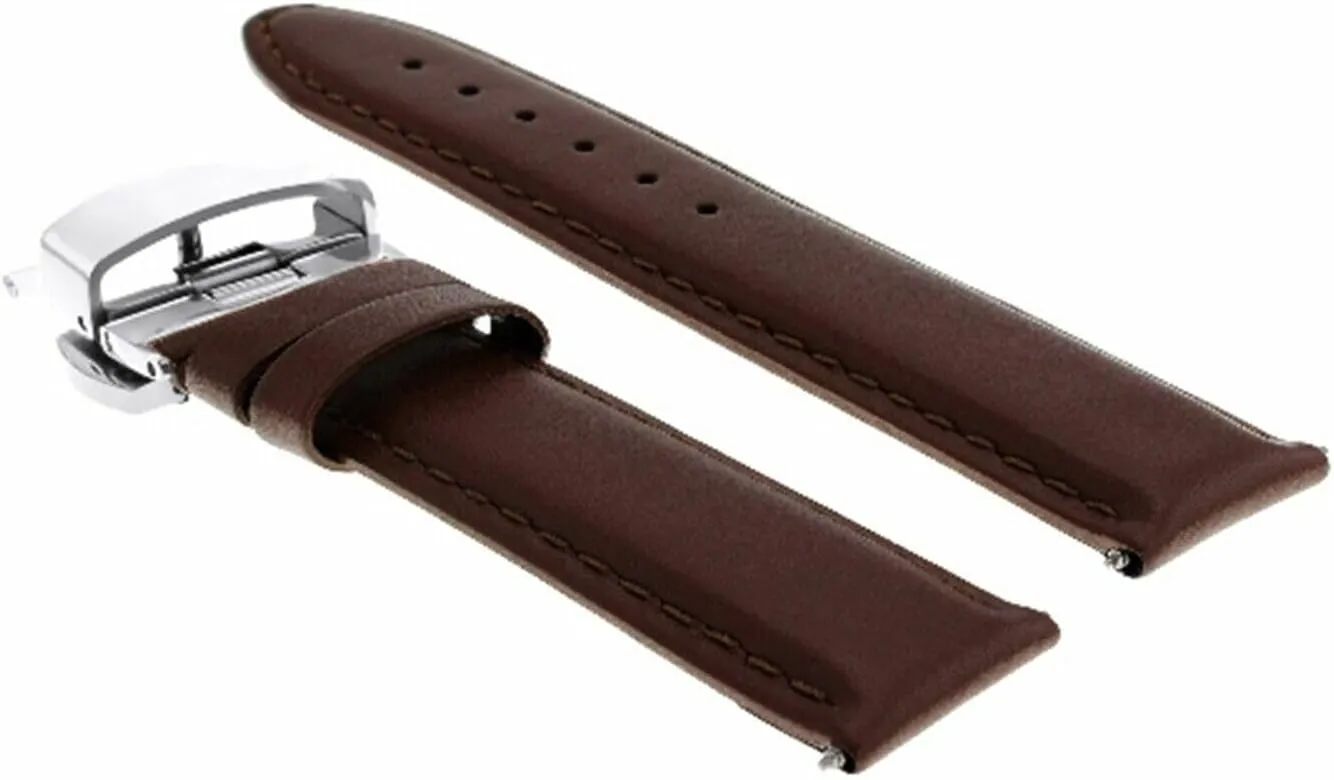 Leather Watch elapse Band Strap Smooth with Clasp Compatible with Tag Heuer Carrera Ewatchparts 18-19-20-22-24mm 