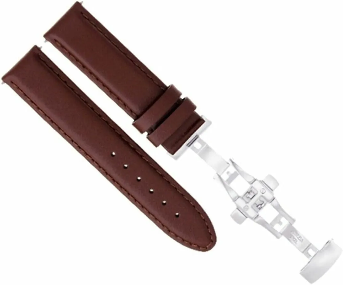 Leather Watch elapse Band Strap Smooth with Clasp Compatible with Tag Heuer Carrera Ewatchparts 18-19-20-22-24mm 