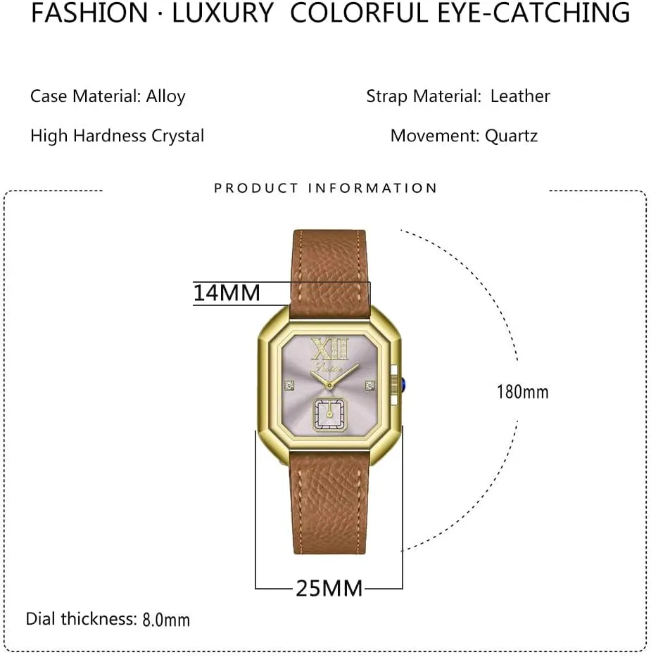 Leather Watch Square Dial bare presidential fanner right Diamond Lady's Waterproof Elegant Analog Quartz Bracelet Watch Luxury Dress Women's 
