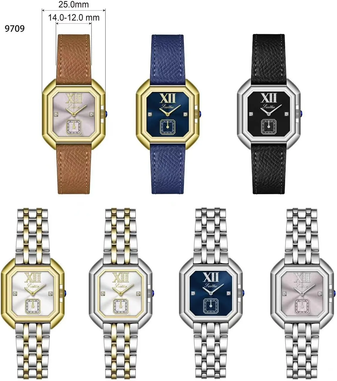 Leather Watch Square Dial bare presidential fanner right Diamond Lady's Waterproof Elegant Analog Quartz Bracelet Watch Luxury Dress Women's 