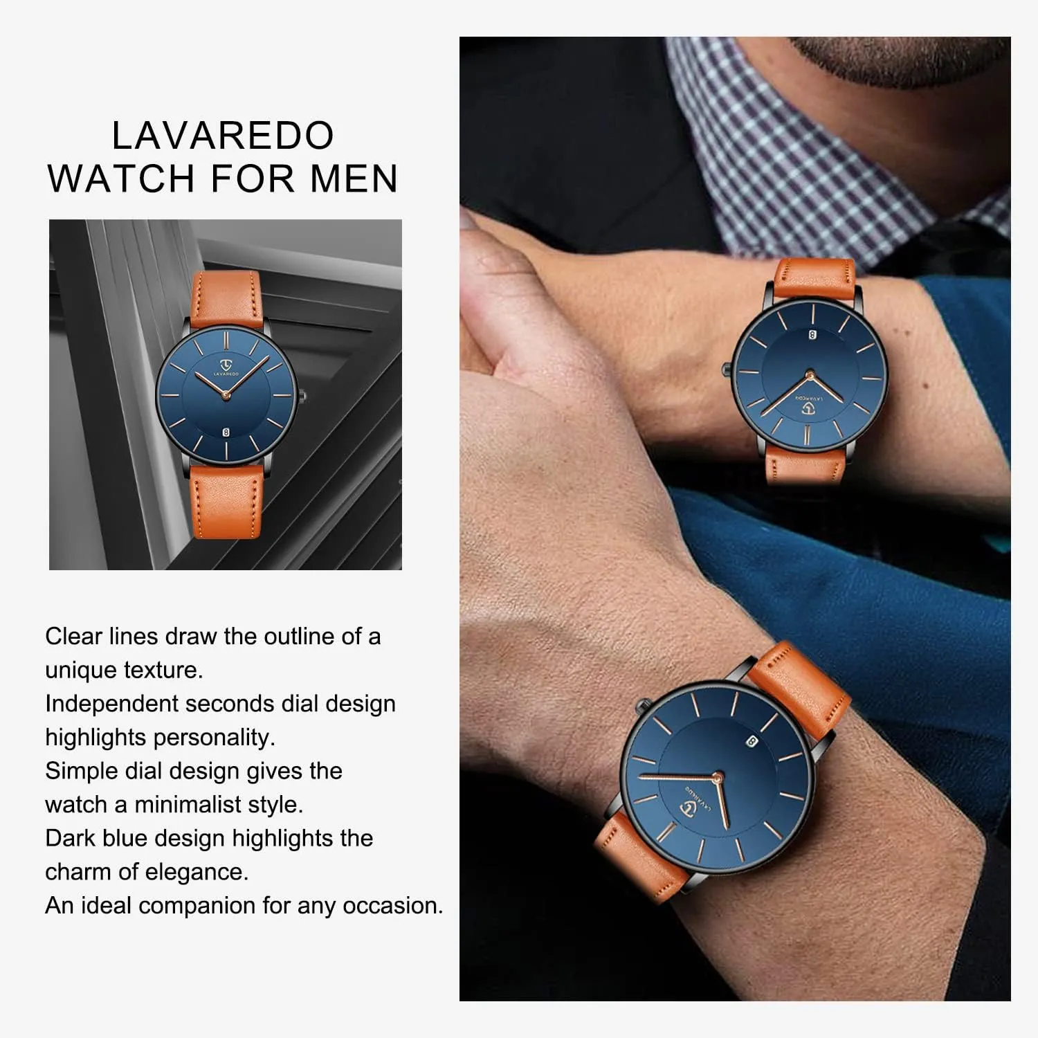 Leather Wrist Watches with Time/Date, Birthday Gift for Men Boyfriend L LAVAREDO Watch battle nontraditional representation diligent martian for Men, Extremely Thin Mens Watches Minimalist Analog Men's 