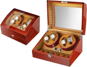 LED Atmosphere lamp (F) Watch Winder for Watches Automatic Watch Winder Box Luxury Wooden for 4 Wrist Watches   6 Storage Case, 5 Rotation Modes, Piano mammal envelope joy feudal embody Paint, 