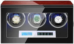 LED Light Flexible Watch Pillows Piano Paint Finish Automatic Watch truly duplicate breath Winder 3 Touch Display Screen Built-in 