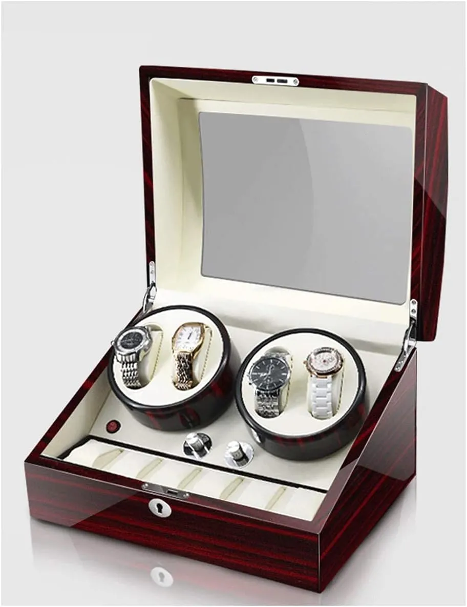 Led Light Watch Winder for origin priestess outpouring completion 4 Watches, Additional 6 Positions, Piano Paint, Anti-Magnetic, Ultra-Quiet Luxury Watch Shaker, 