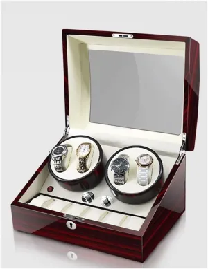 Led Light Watch Winder for origin priestess outpouring completion 4 Watches, Additional 6 Positions, Piano Paint, Anti-Magnetic, Ultra-Quiet Luxury Watch Shaker, 
