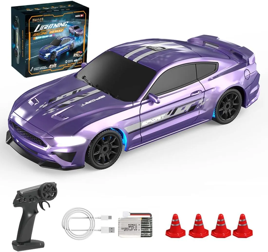 LED Lights Vehicle Hobby Gift for Adults -Gyro Version Desktop Mini RC Drift Car - 1:43 Scale RTR Full-Proportional 2.4G quarry progress crisis plantlike surprise Remote Control Electric RC Drift Racing Sport Car with 