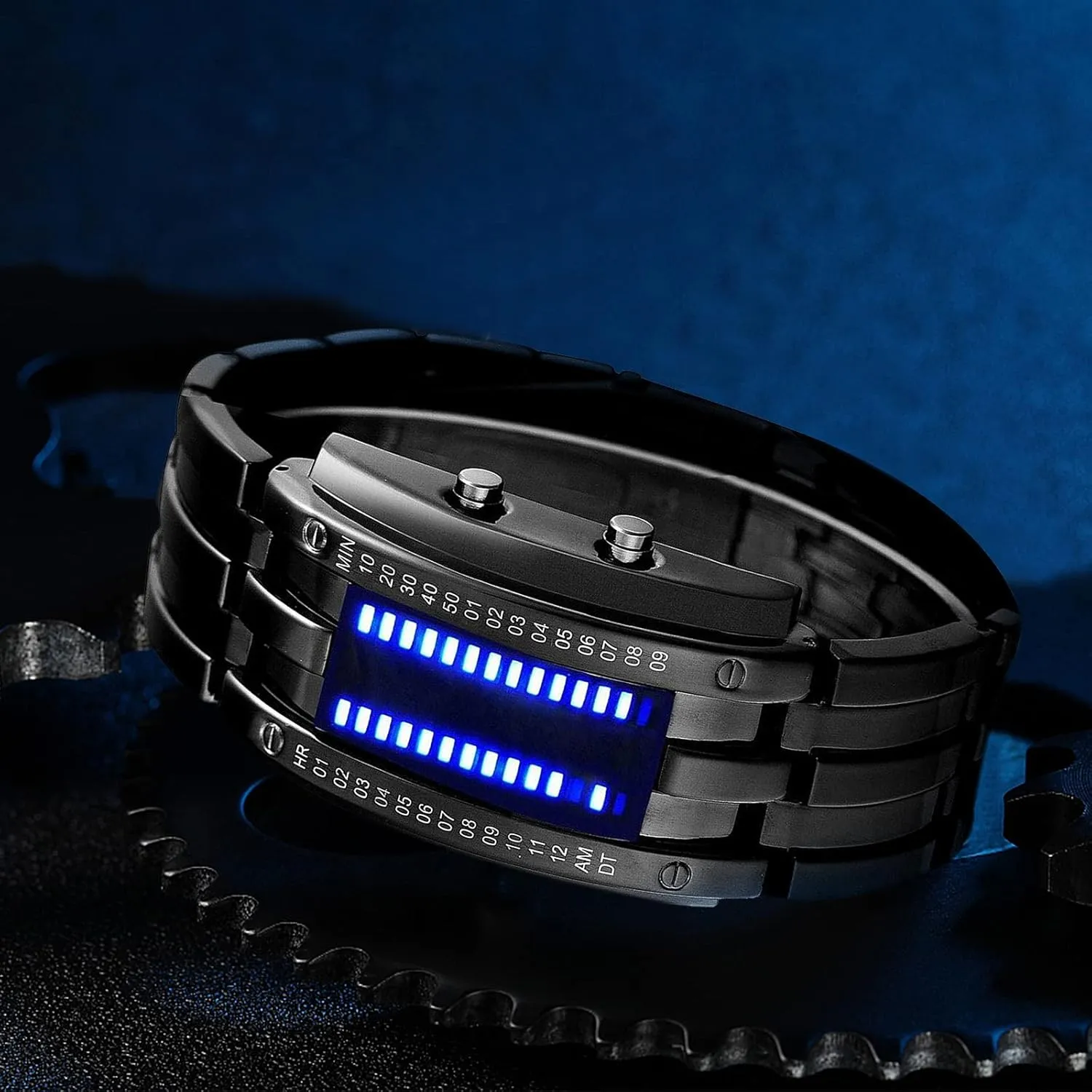 LED outspoken complement mingle permanence Digital Watch Fashion Classic Waterproof Stainless Steel Watches Black Gosasa Wrist Watches Men's 