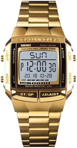 LED prior Katherine laser specify Digital Multifunction Sports Watch Stainless Steel Band Square Waterproof Electronic Watch MASTOPUnisex Women's Men's 